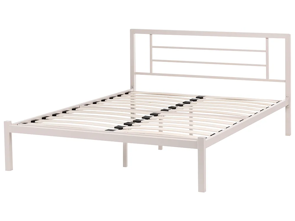 Bett mit Lattenrost Metall CUSSET 140 x 200 cm Hellbeige_1162075
