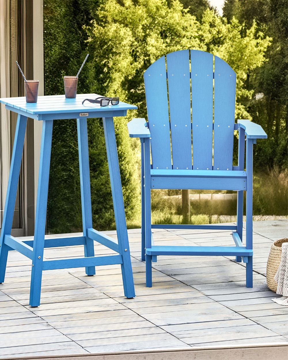 Vrtni barski stolček ADIRONDACK Sintetični material Modra
