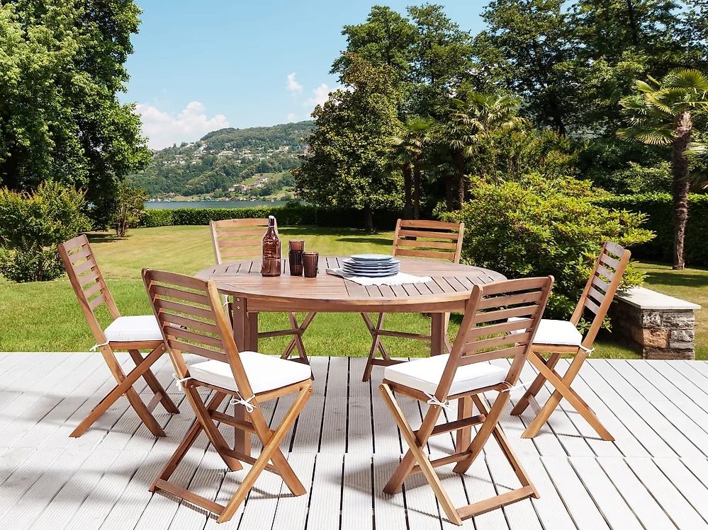Gartenstuhlkissen 6er Set TOLVE 39 x 31 cm Cremeweiß_1187185