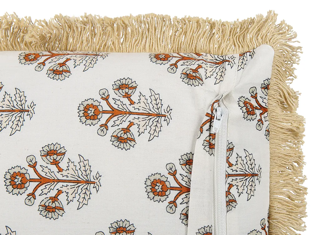 Dekokissen 2er Set OMORIKA 45 x 45 cm Baumwolle Weiß Blumenmuster_838996