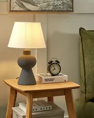 Tischlampe FABILOS Keramik Grau_878682