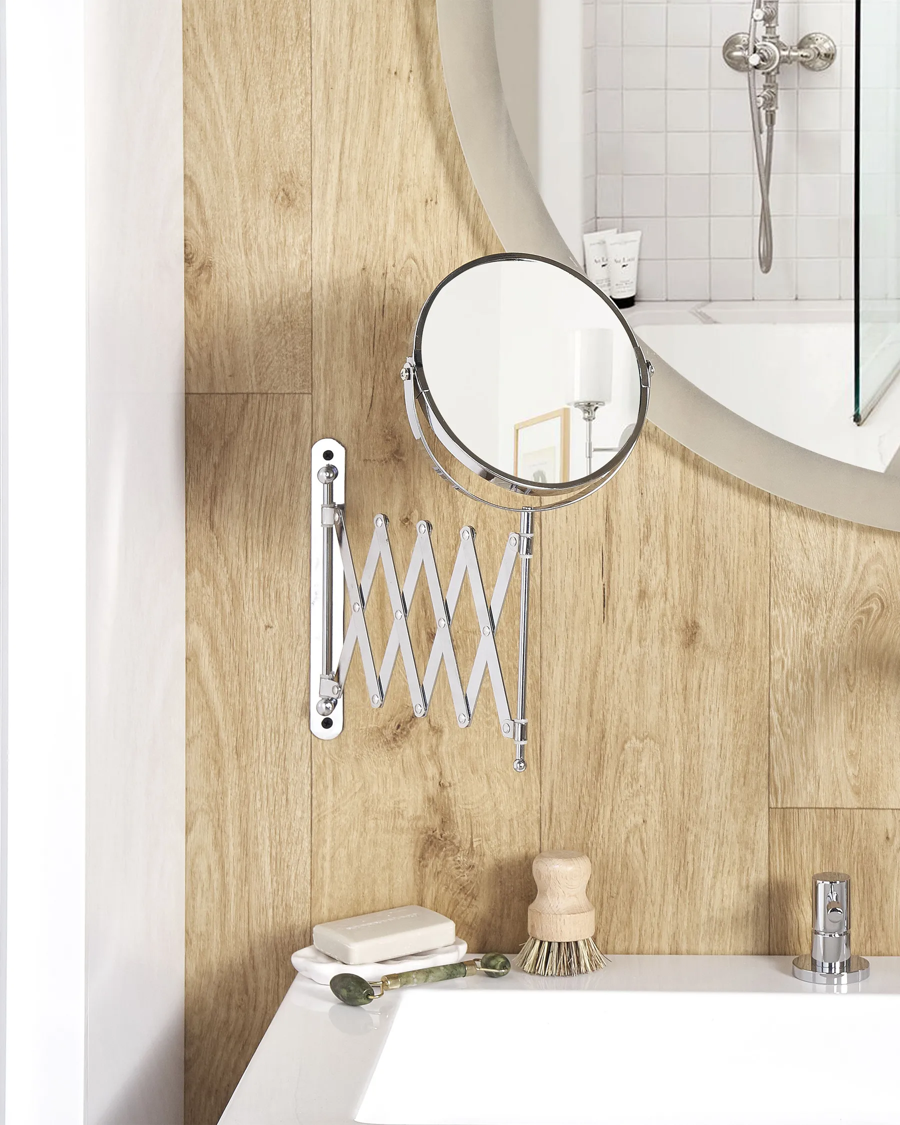 Ausziehbarer Wand-Schminkspiegel YVELINES 57 cm 36 cm Metall Silber_848185
