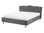 Lit ottoman METZ Velours Gris foncé 140 x 200 cm_736190