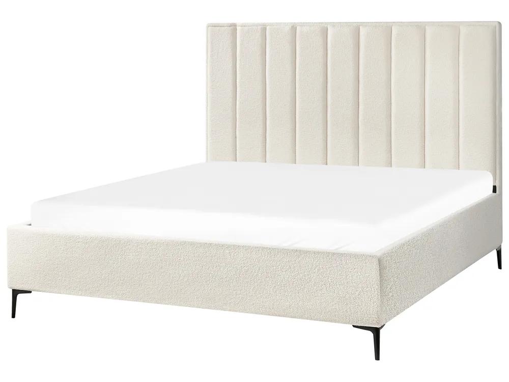 Schlafzimmer Set SEZANNE Bouclé Cremeweiß 180 x 200 cm_939819