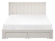 Krevet s ladicama LONZAC Samet Krem bijela 140 x 200 cm_1014769