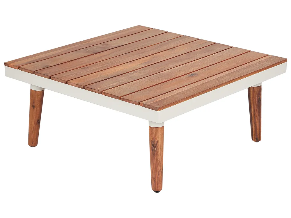 Garden Corner Sofa with Table 5 Seater CORATO Acacia Wood Off-White_920251