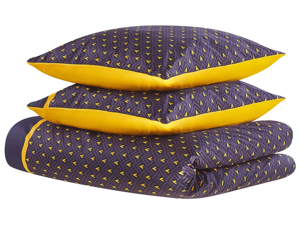 Bettwäsche-Set WALLINGFORD 155 x 220 cm Baumwollsatin Blau_803135