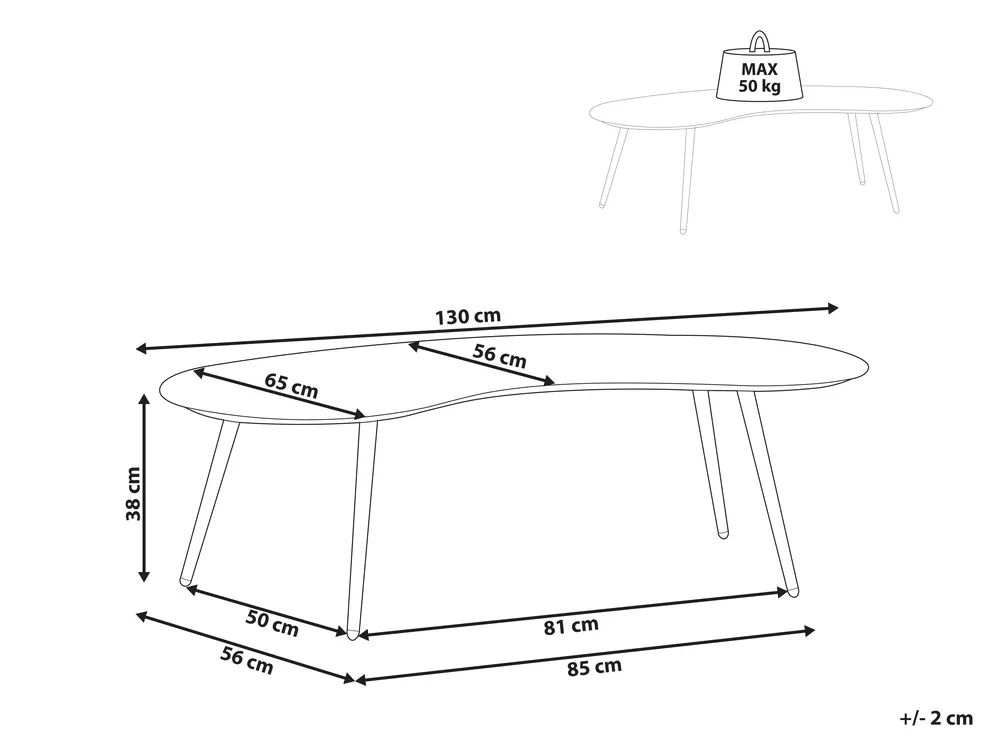 Outdoor Couchtisch PARORI 65 cm 130 cm Metall Beige_1015623