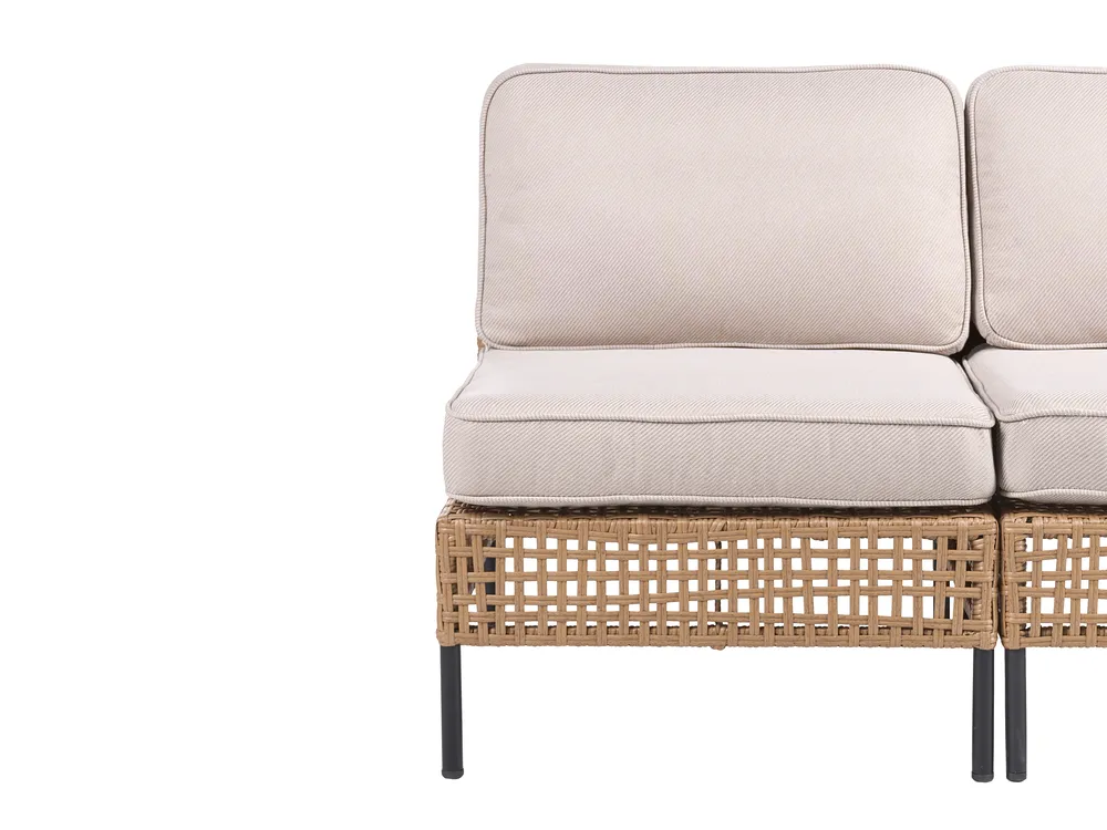 Garten Ecksofa mit Tisch 6-Sitzer OMEGANA modular Polyrattan Hellbeige_1040947