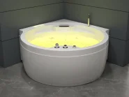 Whirlwanne Eckmodell mit LED MILANO 181 x 150 cm mit Bluetooth-Lautsprecher Weiß_774732