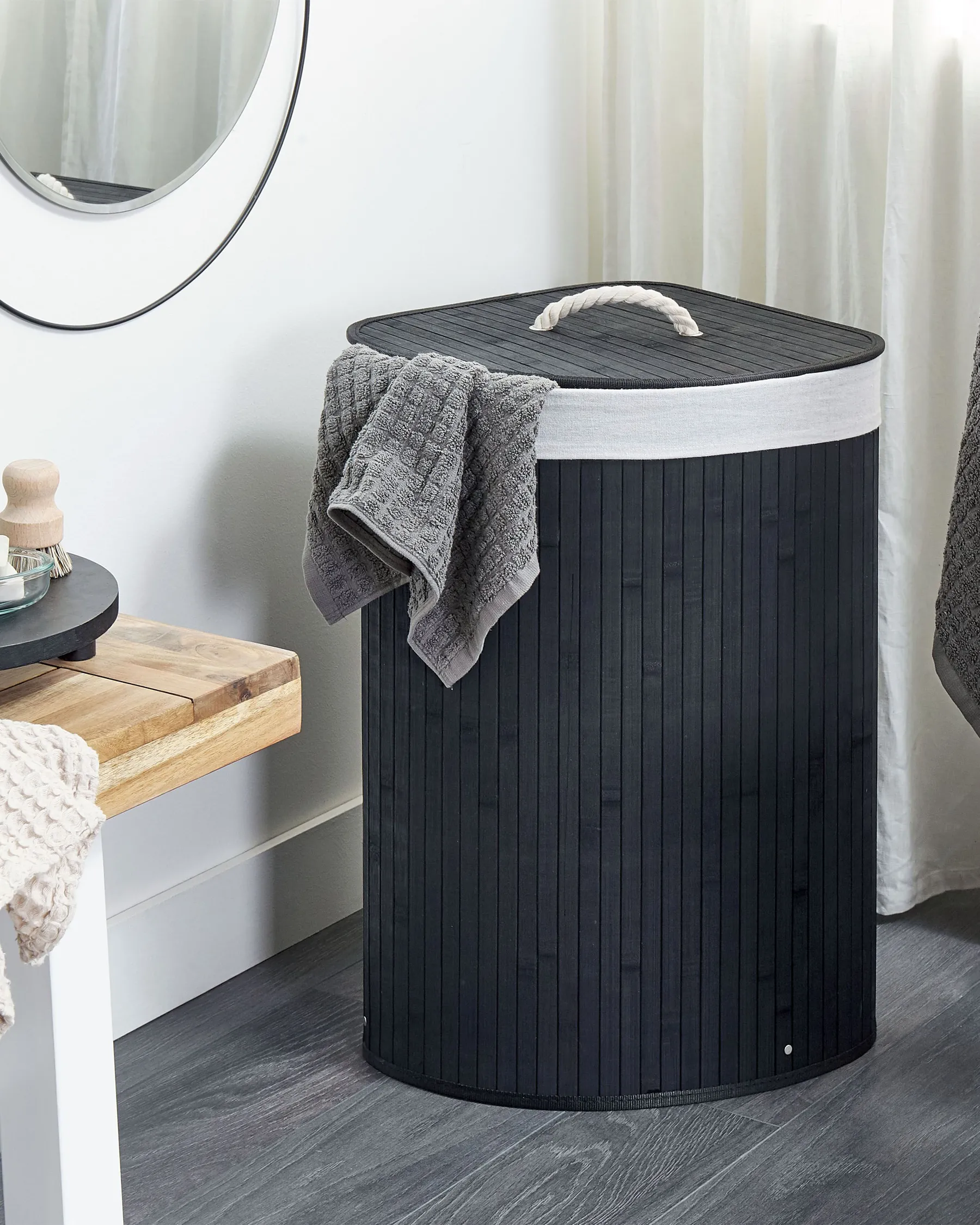 Wäschekorb MATARA Bambus Schwarz 57 L_848987