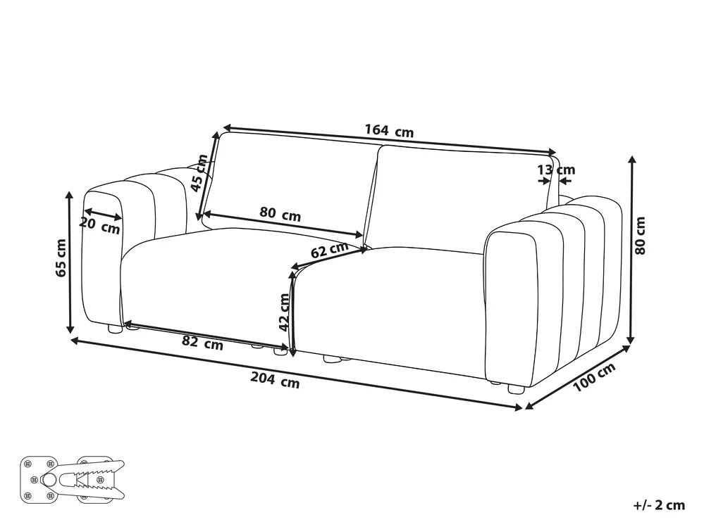 Modular Sofa 2 Seater KIVVIK Boucle Green_1045449