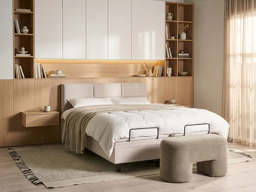Bett verstellbar Stoff VICEROY 160 x 200 cm Hellbeige_1062010