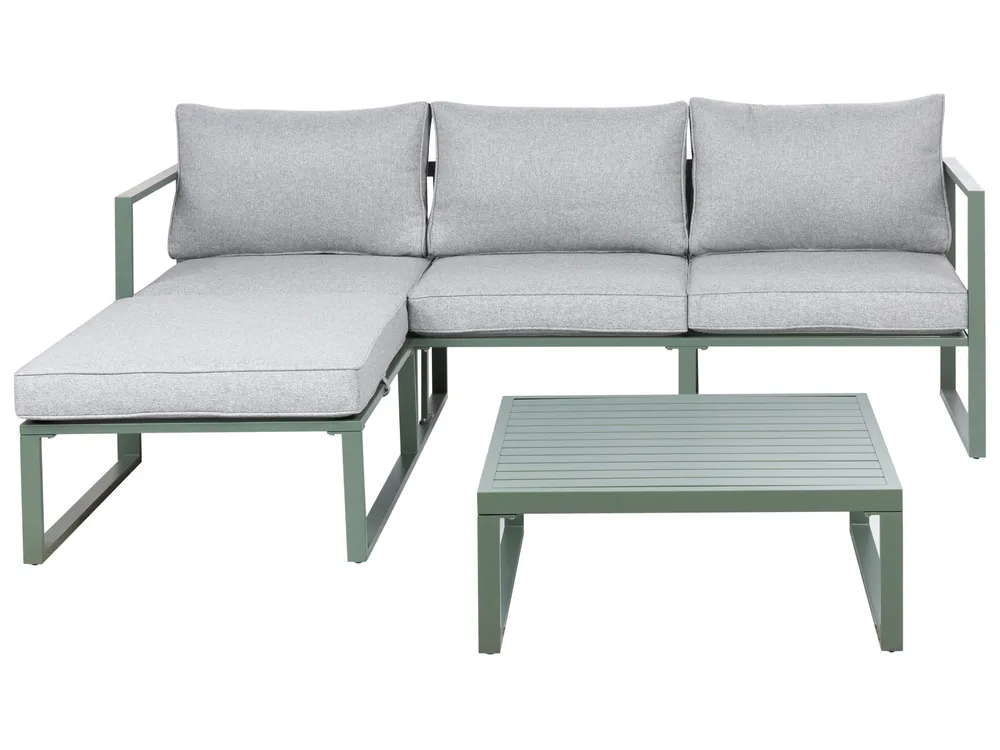 Garten Ecksofa mit Tisch 3-Sitzer OLANG Metall Grün