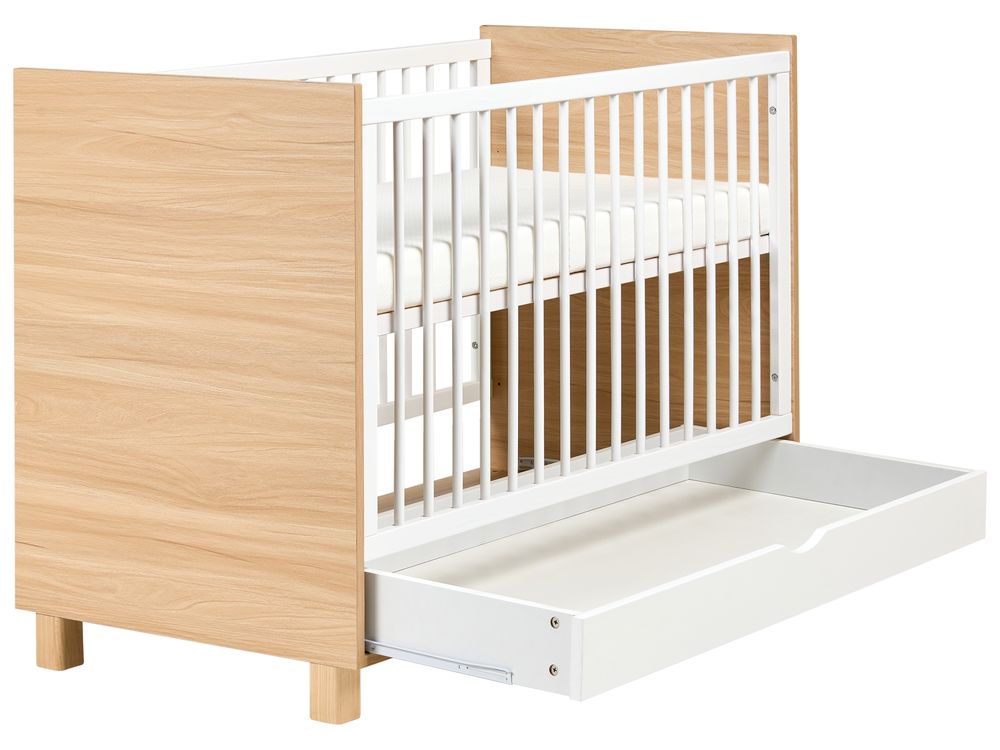 Baby Cot Bed with Storage Drawer GUNNAR 60 x 120 cm White