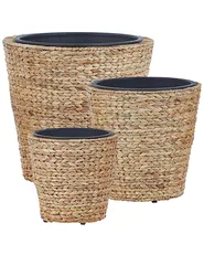 Set mit 3 Blumentöpfen PLAKA 29/37/49 cm Wasserhyazinthe Naturfarben_826514