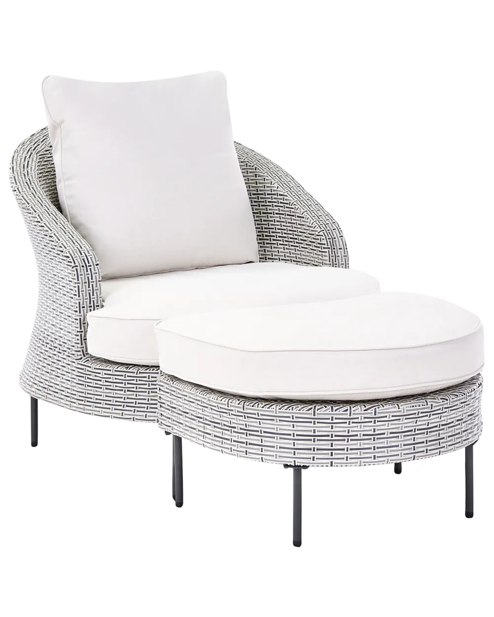 Gartensessel mit Ottomane ARCILLE Polyrattan Grau_1082776