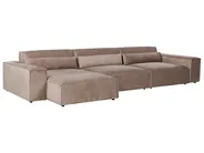 Modul Ecksofa 4-Sitzer HELLNAR Stoff Hellbraun rechtsseitig_912365