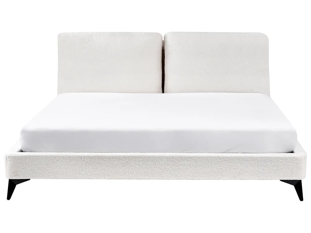 Bett mit Lattenrost Bouclé MELLE 180 x 200 cm Cremeweiß_965686