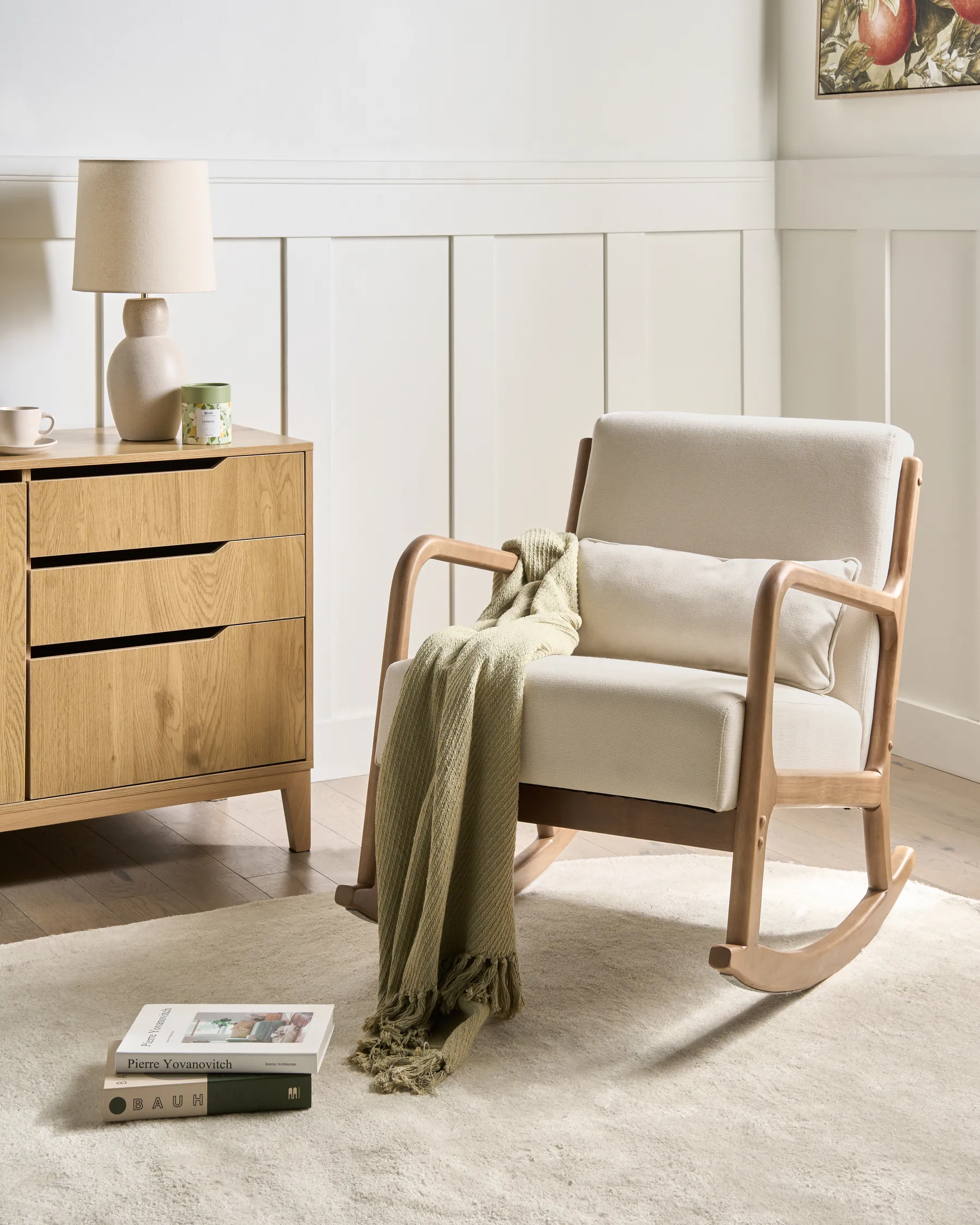 Rocking Chair SKOVDE Fabric Light Beige_1017181