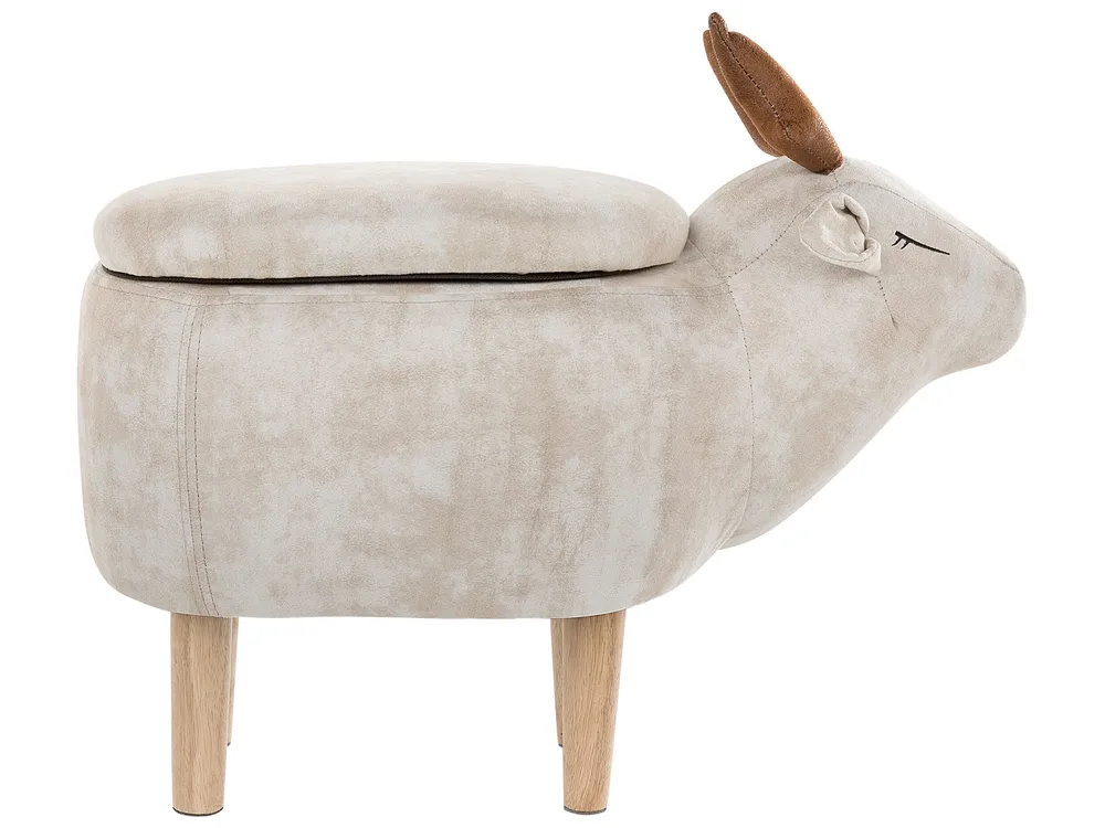 Tierhocker mit Stauraum REINDEER Rentier Stoff Beige_750681
