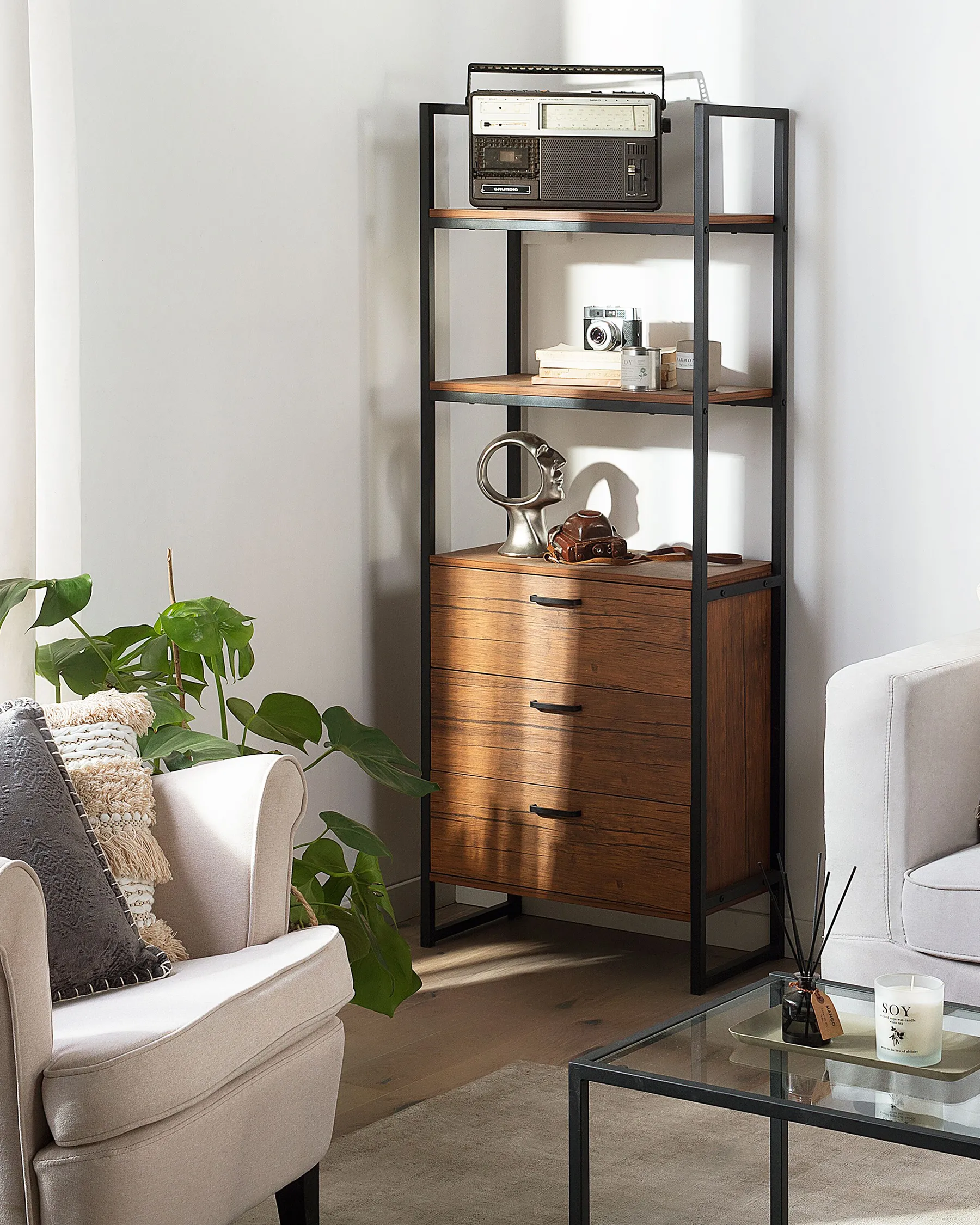 Shelving Unit TIFTON 158 cm Dark Brown_758768