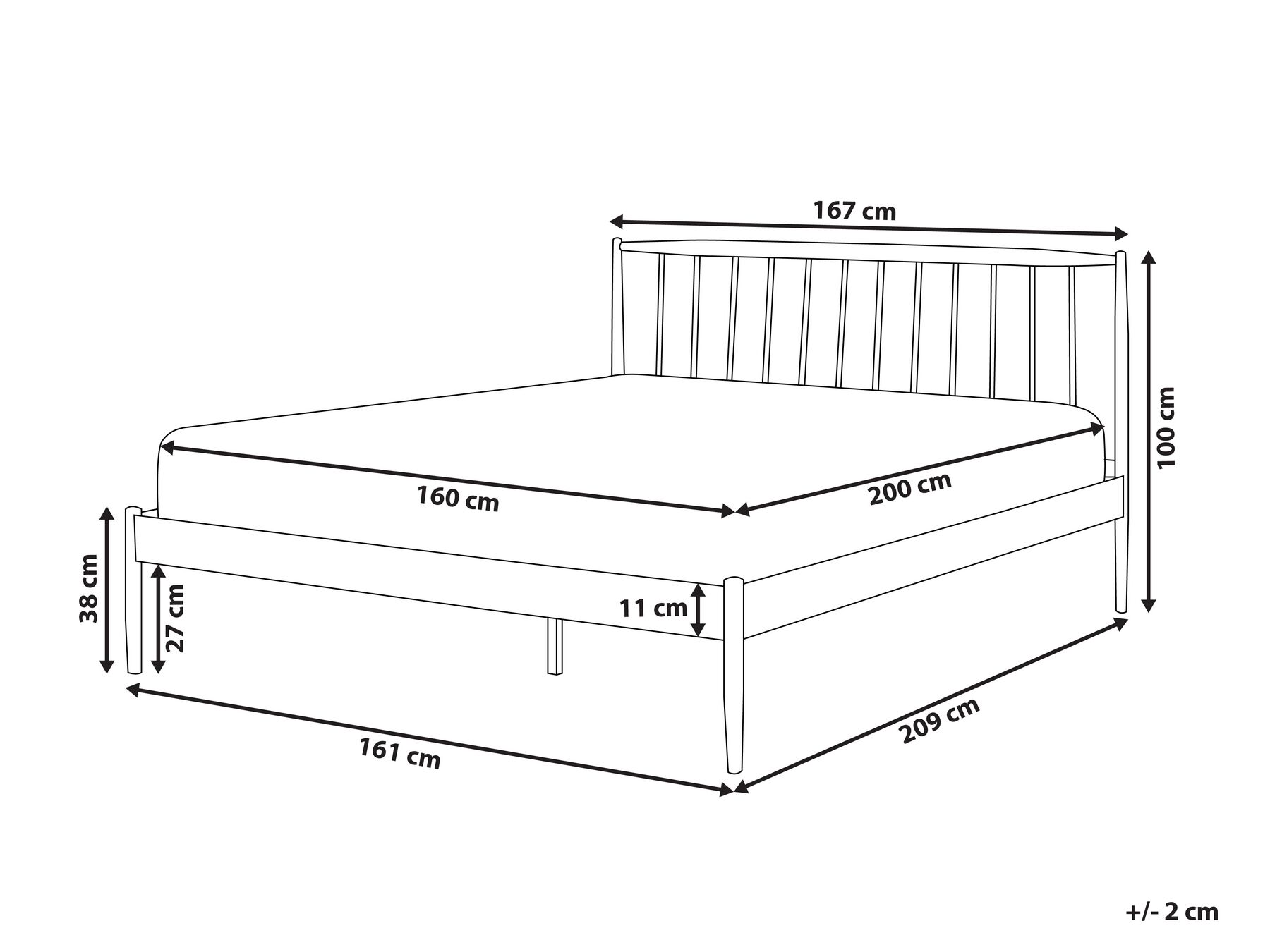 Bett mit Lattenrost Metall MAURS 160 x 200 cm Weiß_778508