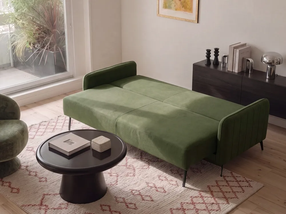 Sofa Bed 3 Seater HEMING Fabric Green_1124020
