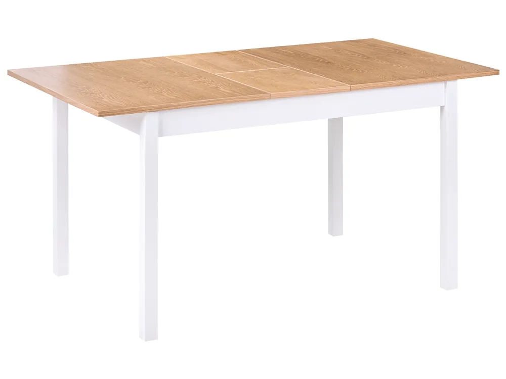 Ausziehbarer Esstisch HOUSTON Hellbraun / Weiß 120/150 cm 90 cm Kiefernholz