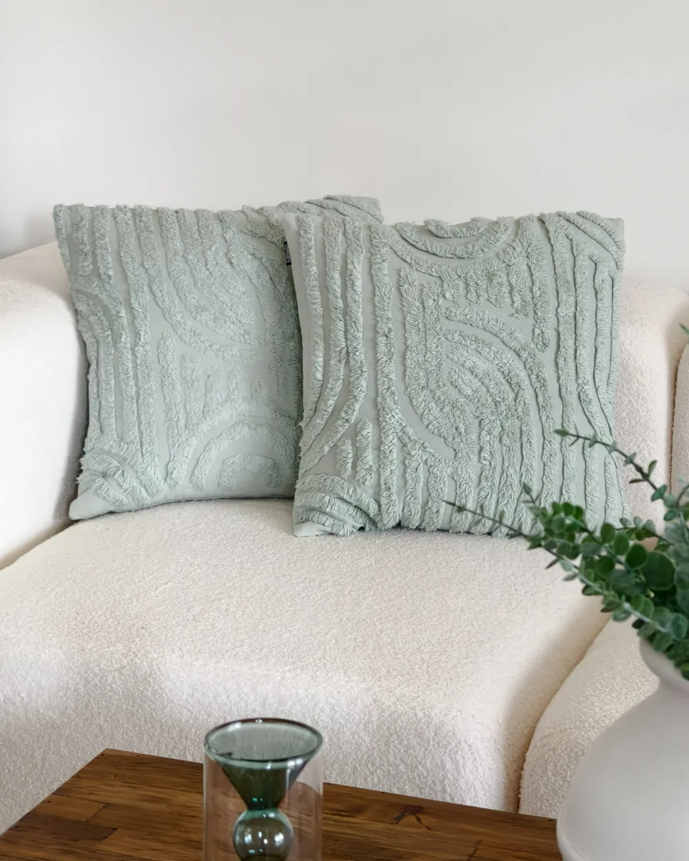 Dekokissen 2er Set TELLIMA 45 x 45 cm Baumwolle Mintgrün Geometrisches Muster