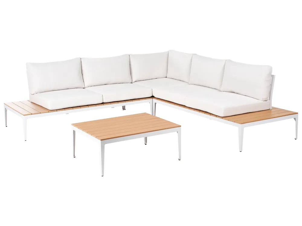 Garten Ecksofa mit Tisch 5-Sitzer POSITANO Cremeweiß_998793