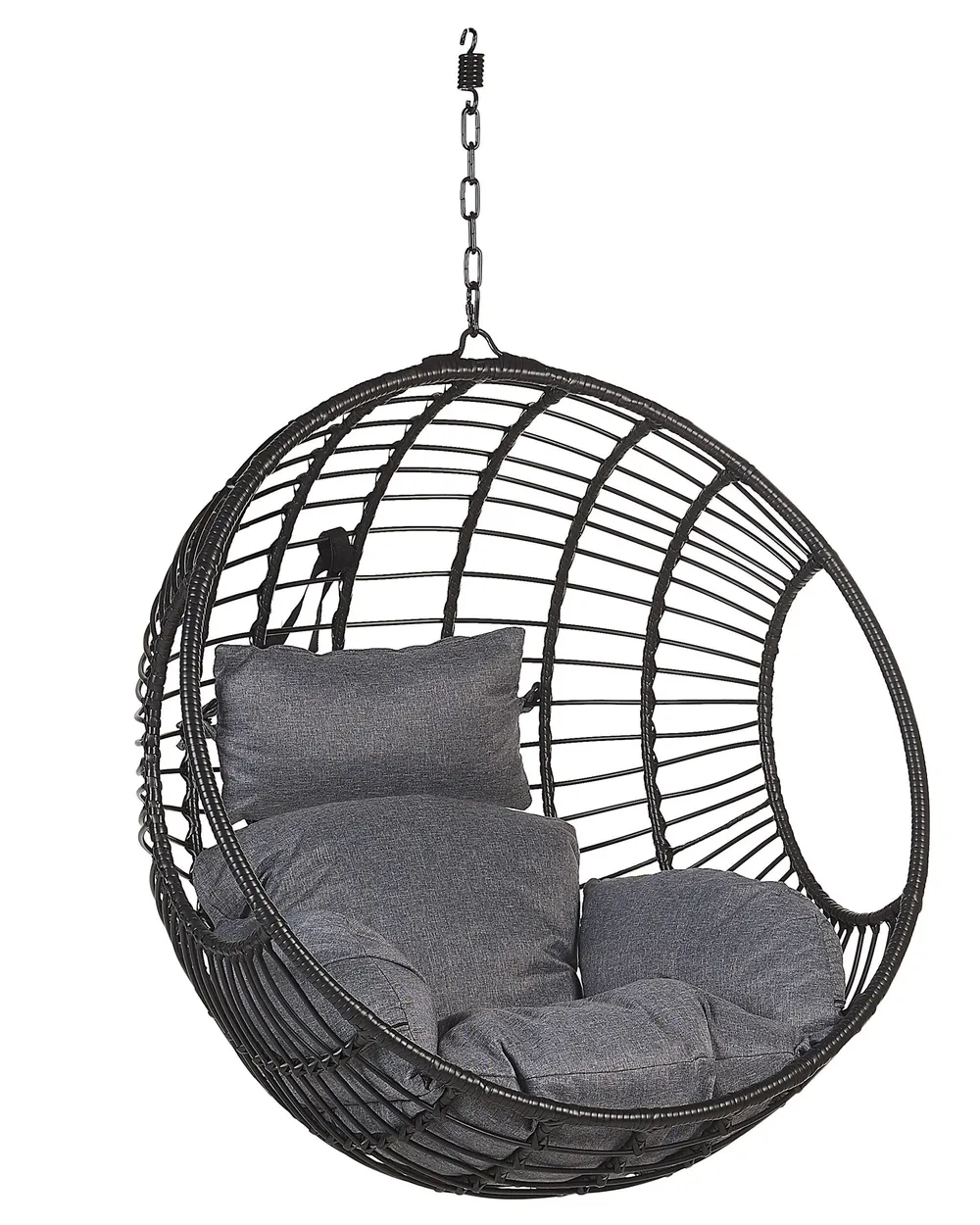 Hanging Chair with Stand ASPIO PE Rattan Black_763715