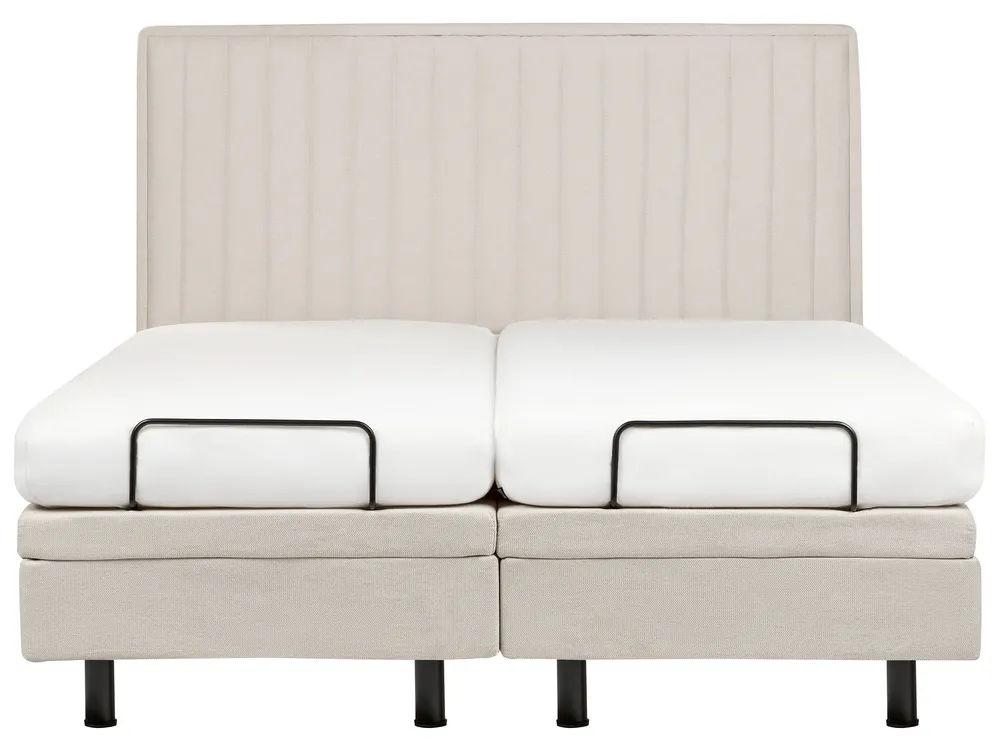 Adjustable Bed Fabric DUKE II 160 x 200 cm (EU King Size) Light Beige_910547