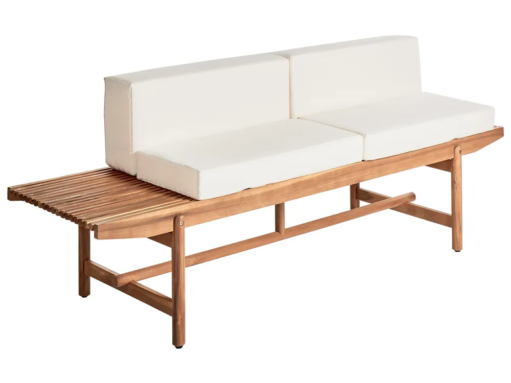 Gartenbank mit Auflage GIAVENO 210 cm Akazienholz Cremeweiß_958626