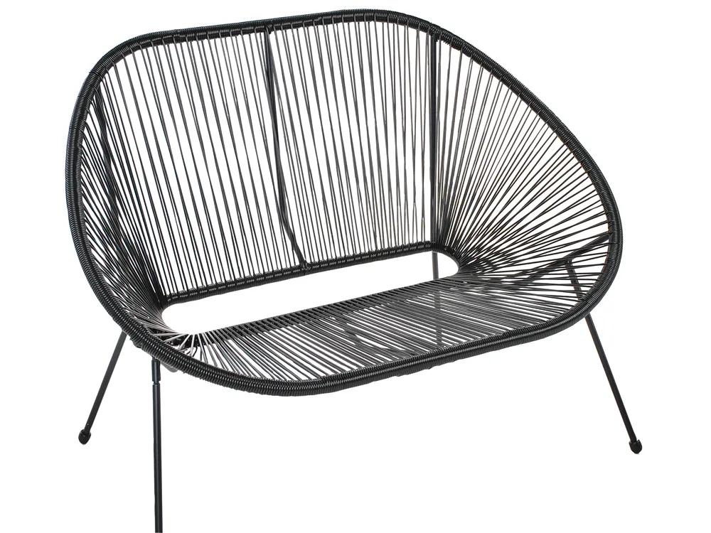 Garden Bench ACAPULCO II 113 cm PE Rattan Black_968213
