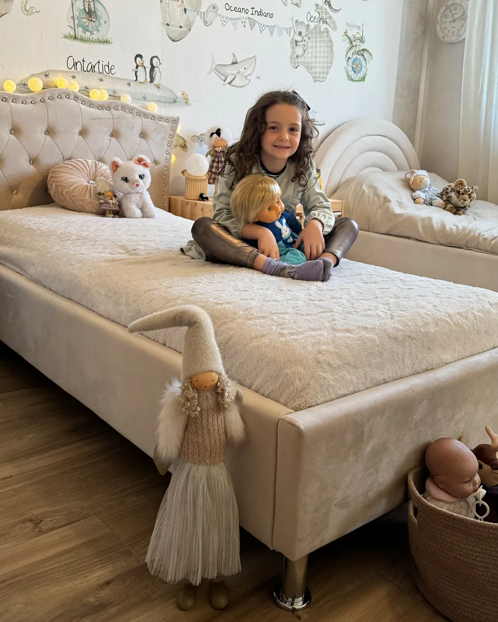 Bett mit Lattenrost Samtstoff METZ 90 x 200 cm Beige_905209