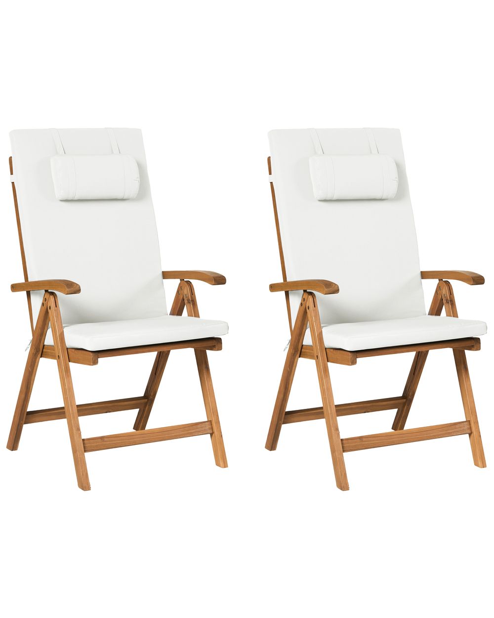 Set mit 2 Stühlen und Sitzkissen JAVA PREMIUM Akazienholz Cremeweiß