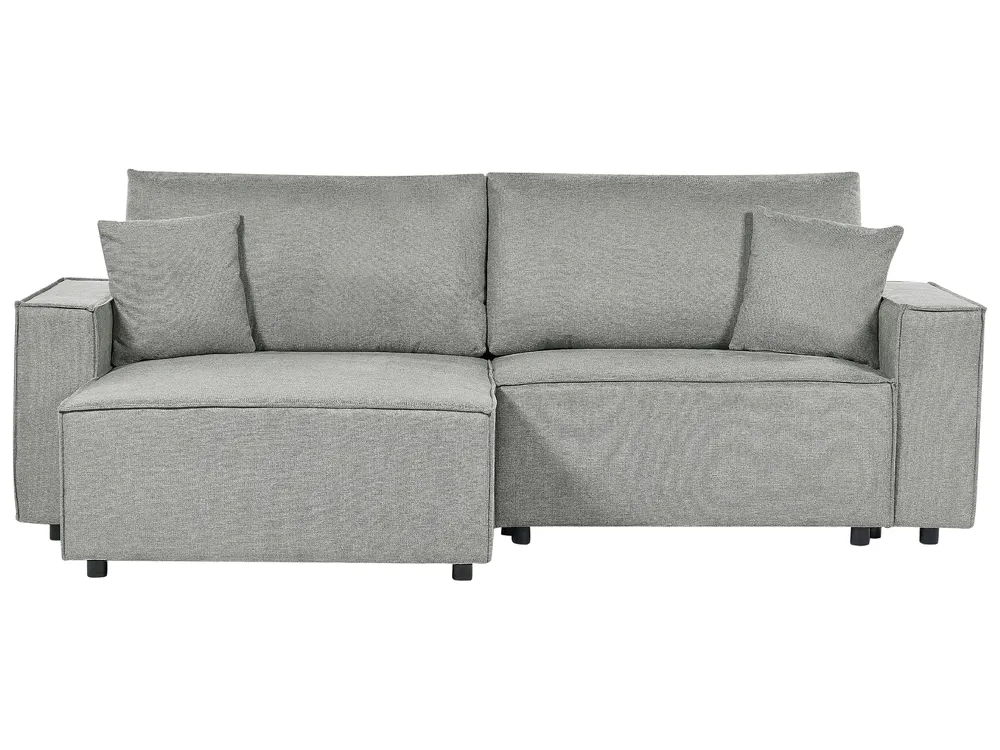 Eckschlafsofa 3-Sitzer KARILA mit Stauraum Stoff Grau rechtsseitig