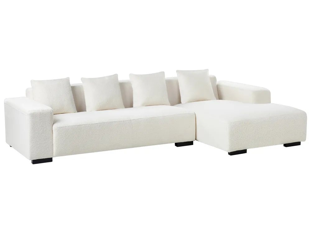 Ecksofa 4-Sitzer LUNGO Bouclé Weiß linksseitig_962377