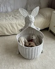 Kinder Aufbewahrungskorb Känguru KAPITI Rattan Weiß_937590