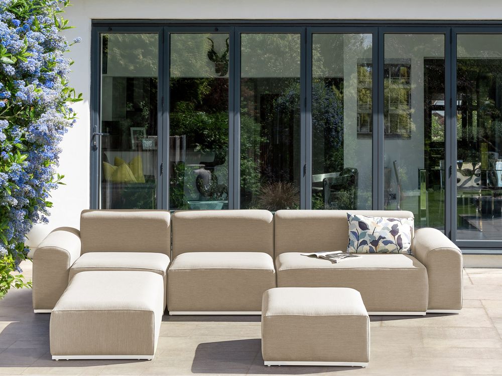 Canapé de jardin avec ottoman 7 places BATTIFOLLO Beige