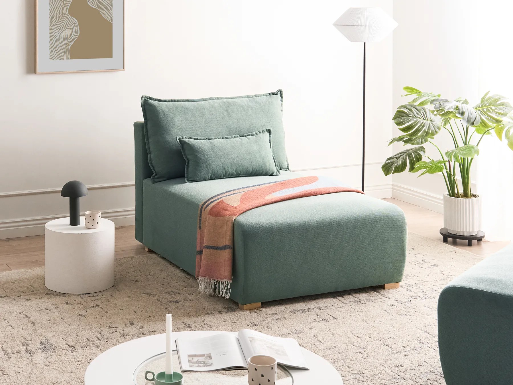 Chaiselongue NERBO Stoff Hellgrün_1035298