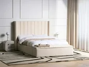 Wasserbett mit Stauraumbank NOYERS Samtstoff Cremeweiß 140 x 200 cm_1036725