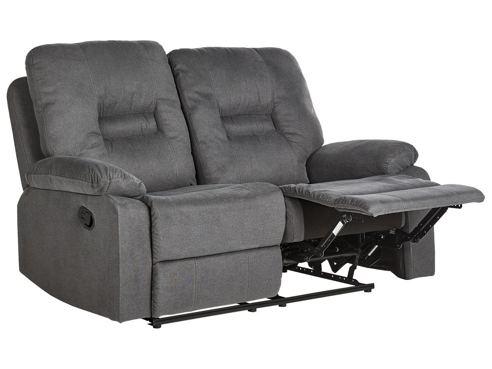 Manual Recliner Sofa 2 Seater BERGEN Fabric Dark Grey