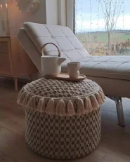 Pouf PIRAK Baumwolle Hellbeige_998983