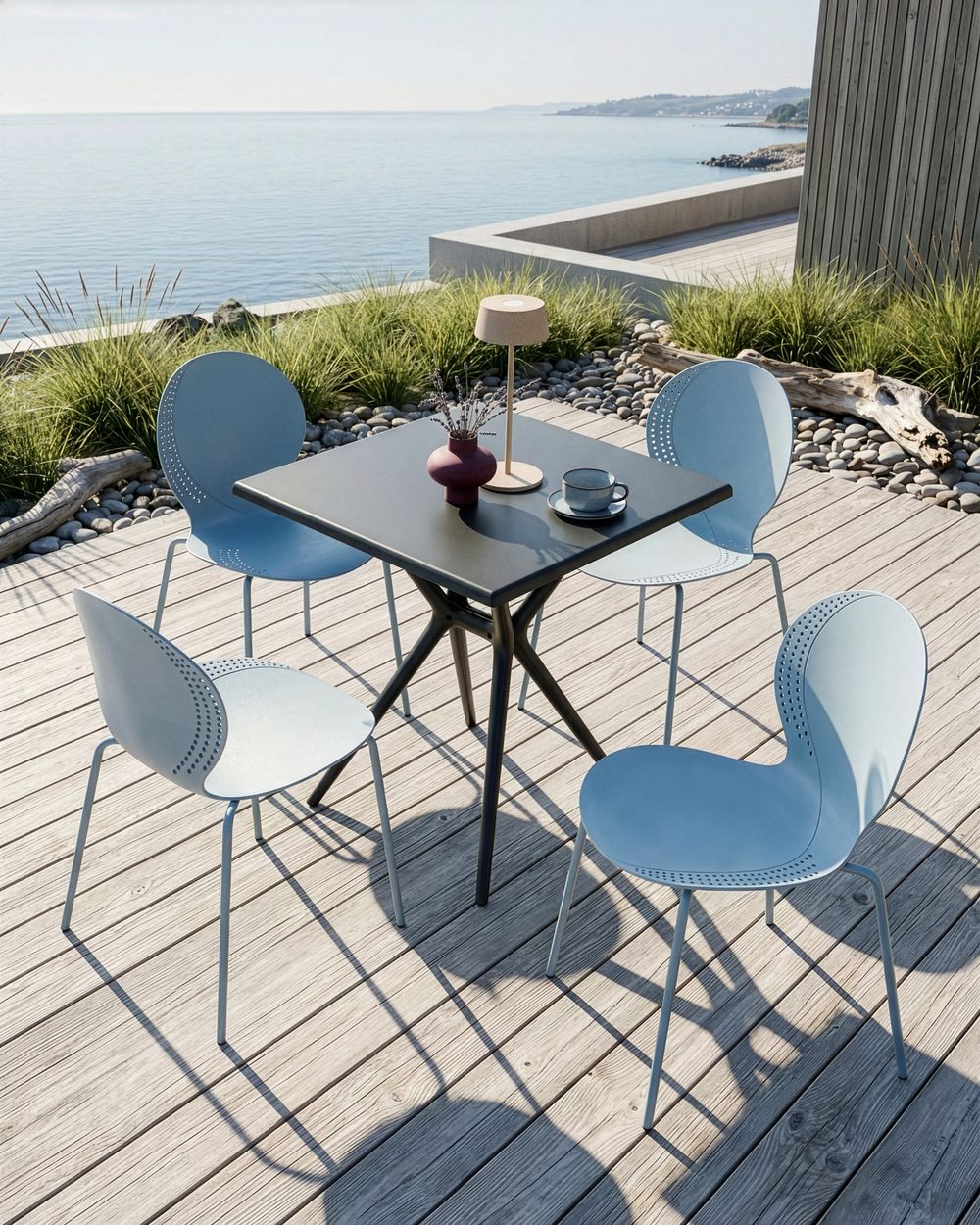 Set of 4 Garden Chairs MILOS Stacking Light Blue
