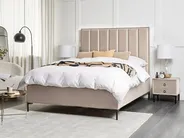 Schlafzimmer Set SEZANNE Samtstoff Taupe 140 x 200 cm_892596