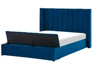 Bett mit Stauraumbank NOYERS Samtstoff Marineblau 160 x 200 cm_834695