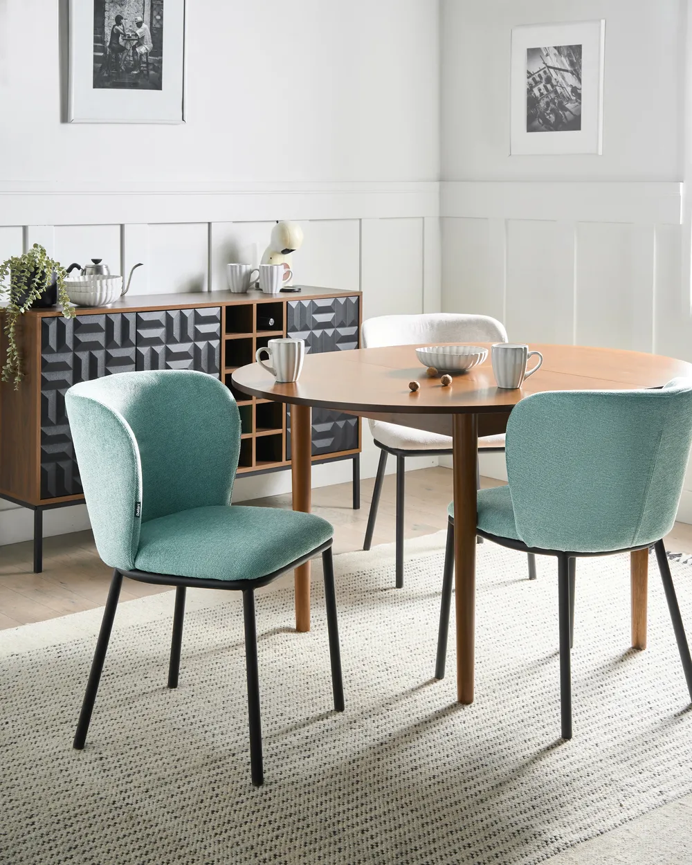 Set of 2 Dining Chairs ARTESIA  Fabric Mint Green