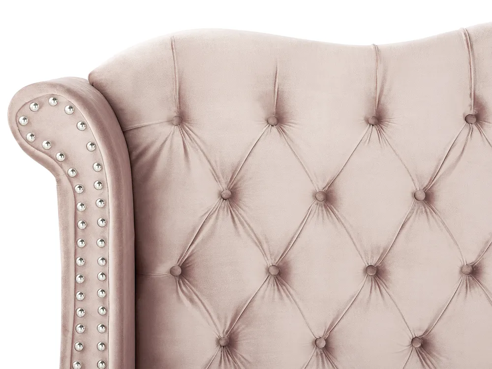 Bed Velvet AYETTE 160 x 200 cm (EU King Size) Pastel Pink_905320